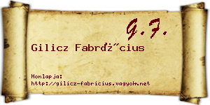 Gilicz Fabrícius névjegykártya